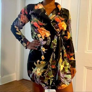 Short (Long Sleeve) Floral Kimono Wrap Dress